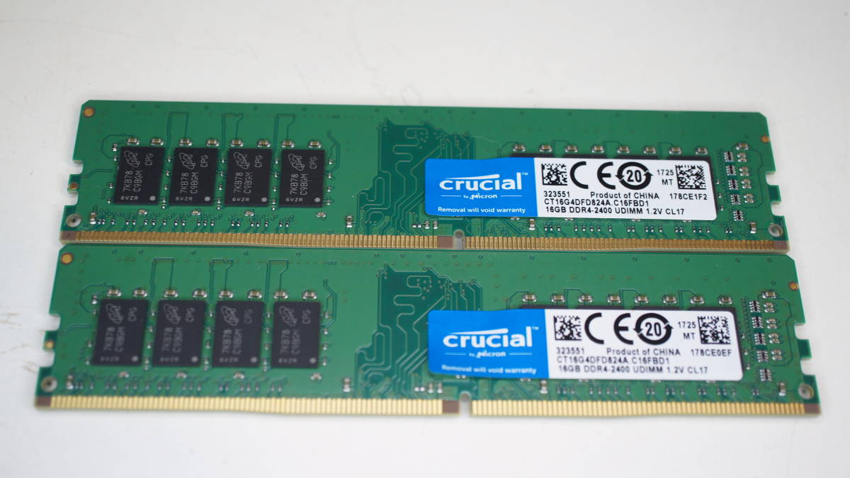 【DDR4 16GB×2枚＝32GBキット】CFD Q4U2400CM-16G/Crucial CT16G4DFD824A × 2枚_画像1