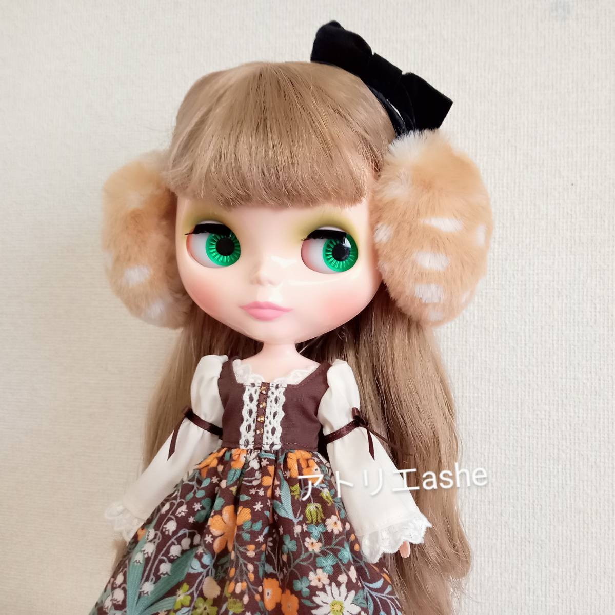  бесплатная доставка! ручная работа Neo Blythe * Licca-chan. одежда [ раса костюм способ заяц . белка. цветочный принт One-piece ] Blythe одежда One-piece ... белка 