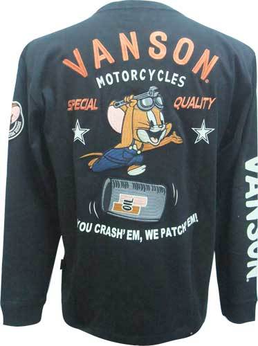 Tシャツ トムとジェリー 長袖 バンソン vanson TJV-2401 黒 L寸