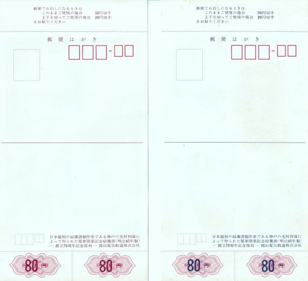 ◎絵葉書切符「岡山電気軌道株式会社70周年」_画像2