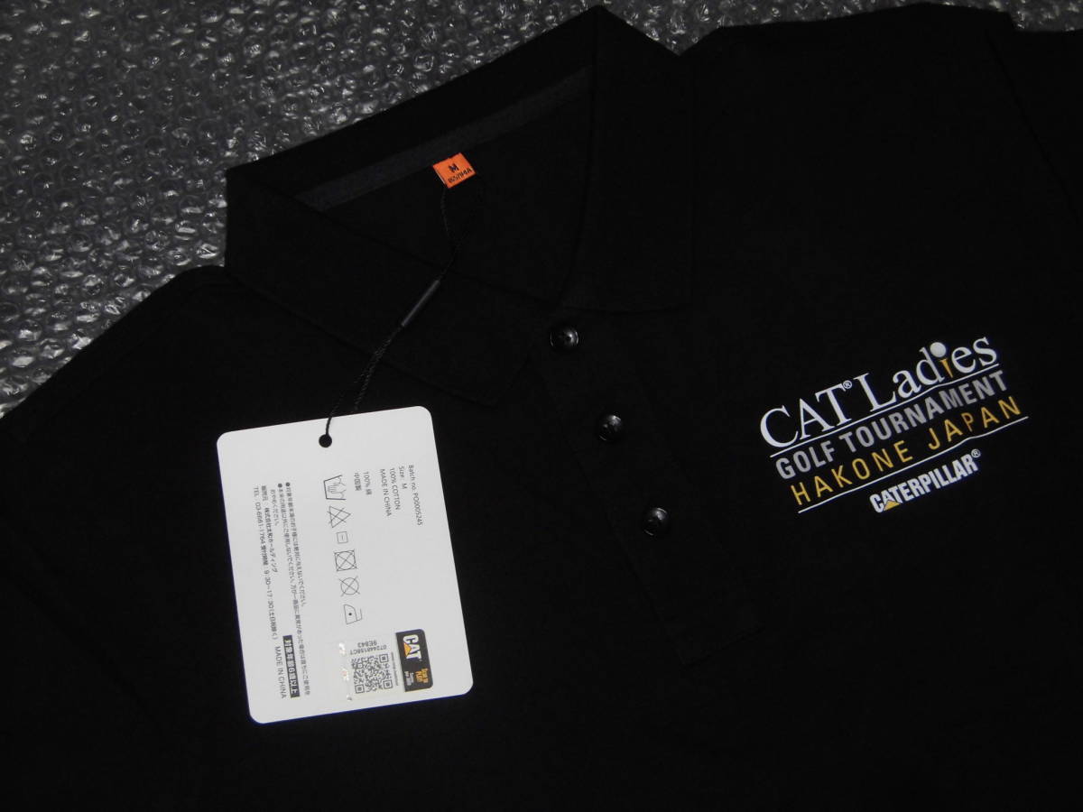 非売品 キャタピラー レディース ゴルフ　ポロシャツ M ブラック 黒CAT Ladies GOLF TOURNAMENT HAKONE JAPAN CATERPILLAR_画像1