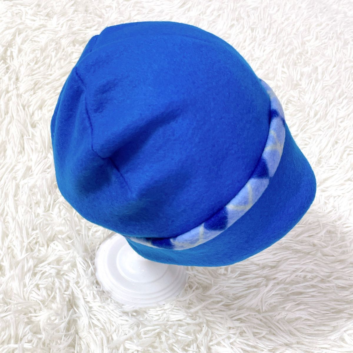 未使用 新品★ニット帽 フリース 50cm 帽子 キッズ 幼児 青 ベビー帽 子供 ブルー あったか RoomMate フリー