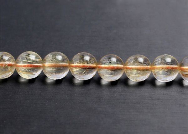 [EasternStar] 海外発送 7A ルチルクォーツ パワーストーン Rutilelated quartz 玉サイズ6mm 手作り 1連売り 長さ約40cm_画像5