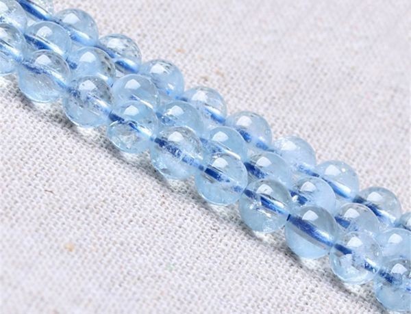 [EasternStar] international shipping 7A. kind aquamarine Indigo pillar stone Indigo sphere Aquamarine sphere diameter 7.5mm handmade 1 ream sale length approximately 40cm