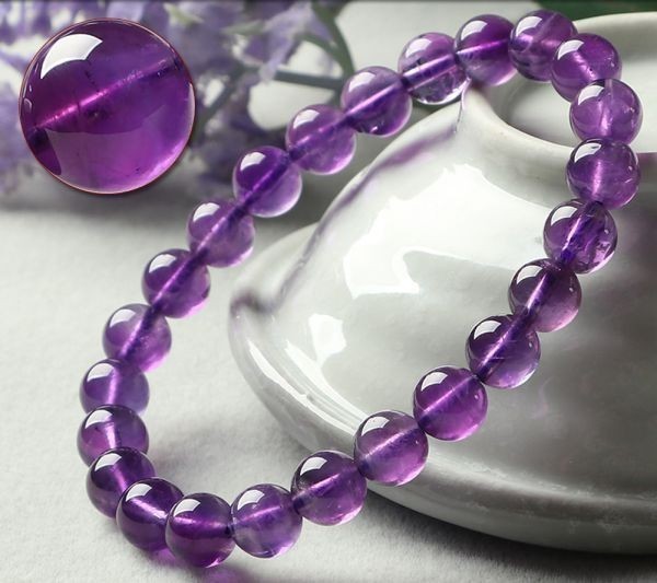 [EasternStar] международная отправка 7A фиолетовый кристалл глубокий лиловый аметист Amethyst шар размер 12mm 1 полосный продажа длина примерно 40cm