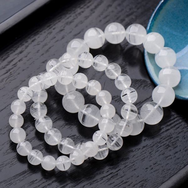 [EasternStar] international shipping white Phantom quartz thousand layer .. crystal special selection bracele sphere size 18mm arm around approximately 21cm