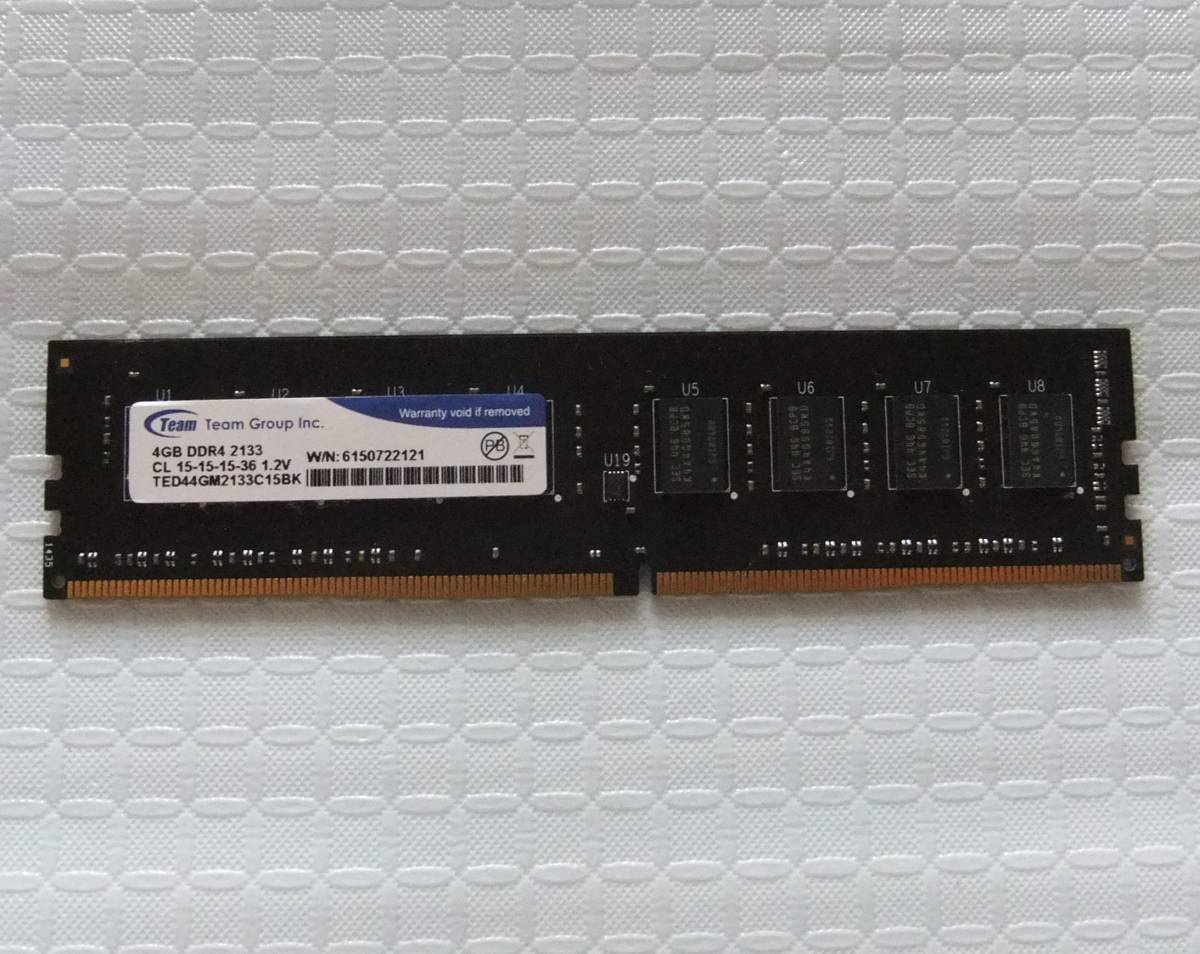 PC用メモリ Team 4GB DDR4 2133 CL 15-15-15-36 1.2V TED44GM2133C15BK 4GB 中古 144_画像1