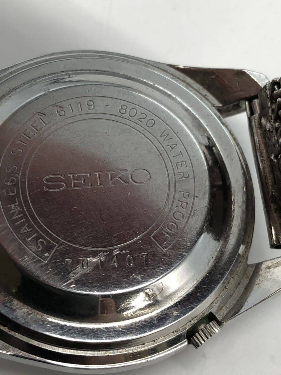 森 1115 SEIKO セイコー 5 腕時計 自動 6119-8020 21石 デイデイト シルバー 稼働品_画像4