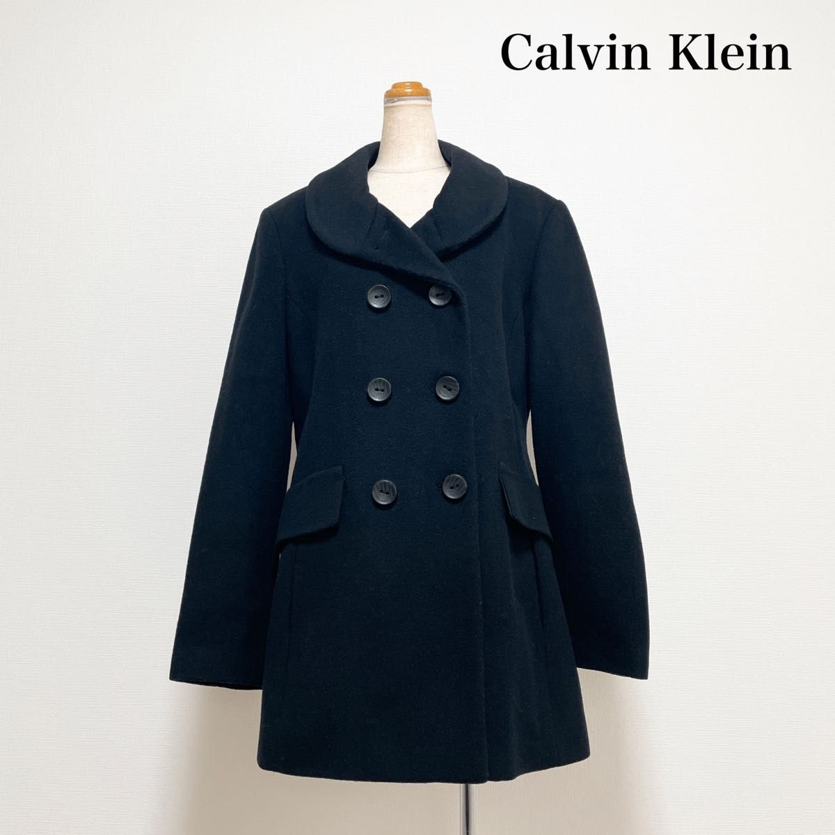 Calvin Klein ロングステンカラーコート カシミヤ混 XL - アウター