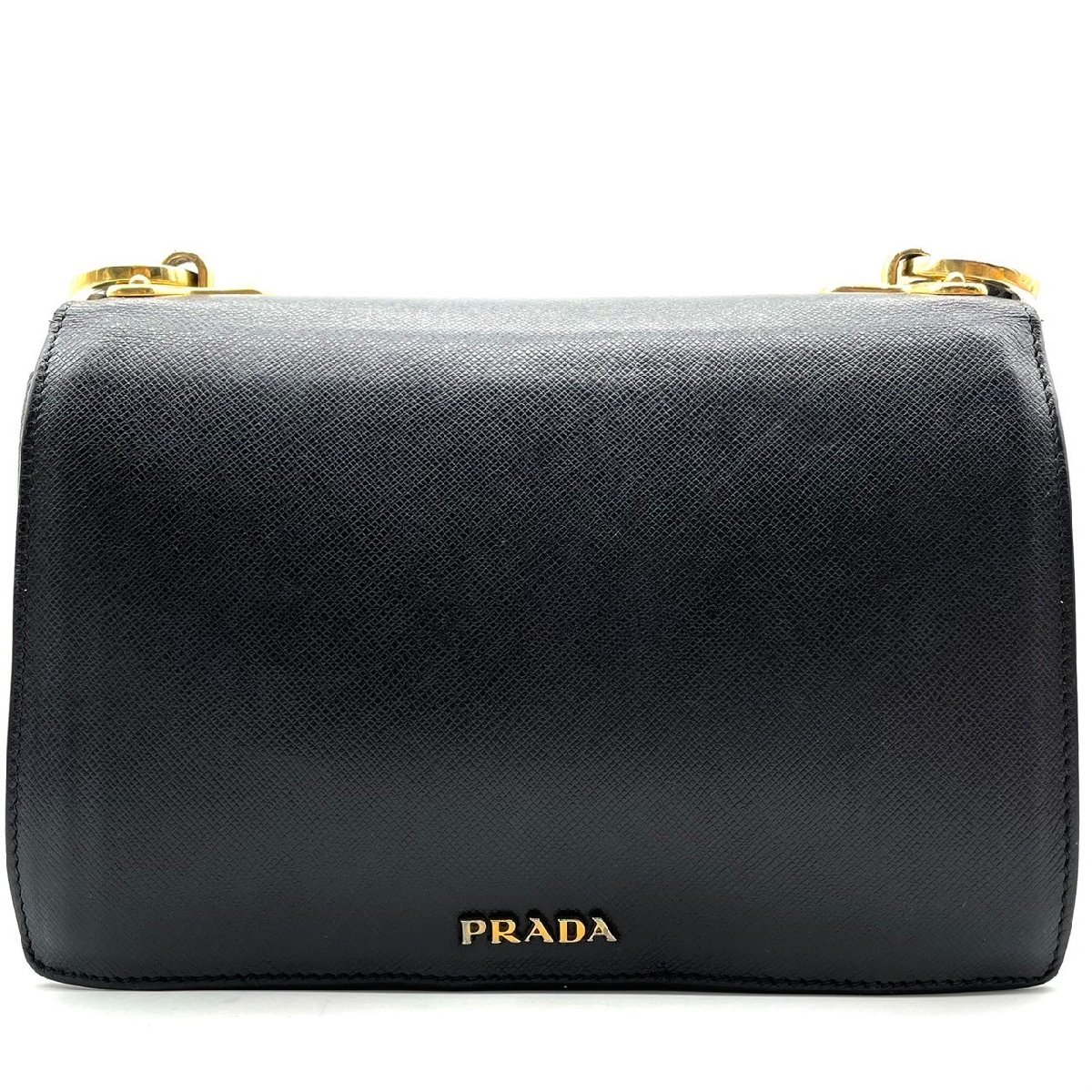 【超希少品】 PRADA プラダ サフィアーノレザー ターンロック ショルダーバッグ 斜め掛け ブラック 1円 52_画像3