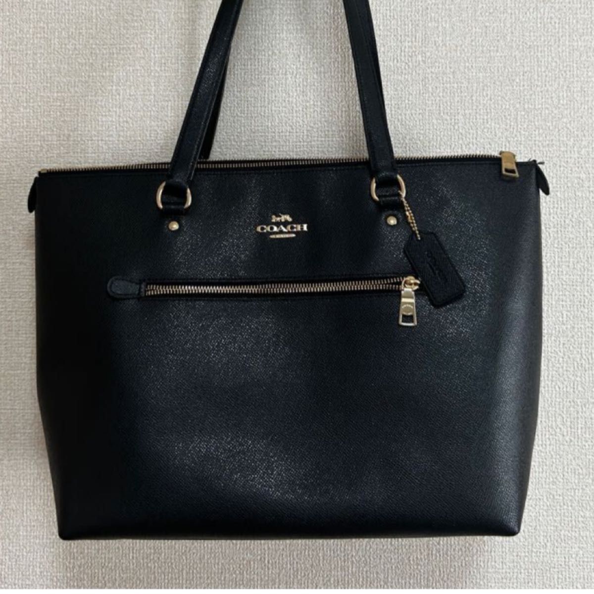 極美品】コーチcoach ブラックゴールド レザー 肩掛けトートバック A4