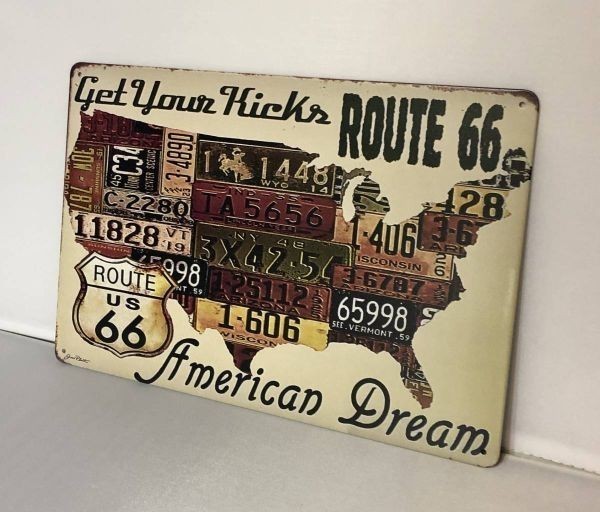 K17 新品●ROUTE66 アメリカン雑貨 ブリキ看板 ビンテージ風 かっこいい インテリアに アンティーク レトロ 地図 州 ナンバープレート_画像3