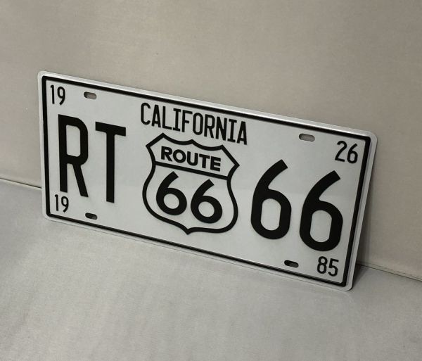 K101 新品●ROUTE66 アメリカン雑貨 ナンバープレート型 ホワイト ブリキ看板 おしゃれ かっこいい インテリアに ビンテージ レトロの画像4