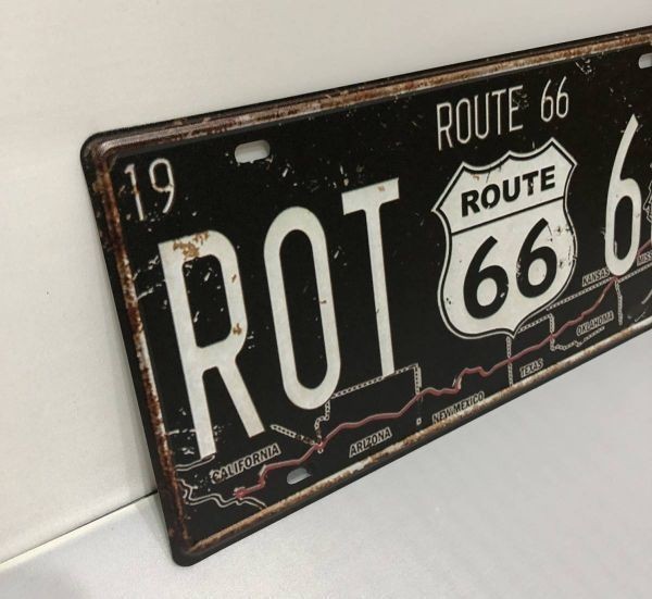 K105 新品◆ROUTE66 アメリカ雑貨 ブリキ看板 地図柄 ナンバープレート型 かっこいい おしゃれ インテリアに最適 アンティーク レトロ_画像4