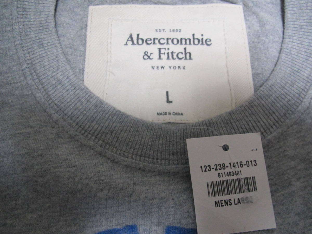 新品未使用 Abercrombie & Fitch アバクロンビー&フィッチ プリント ショートスリーブシャツ Gray Lサイズ の画像3