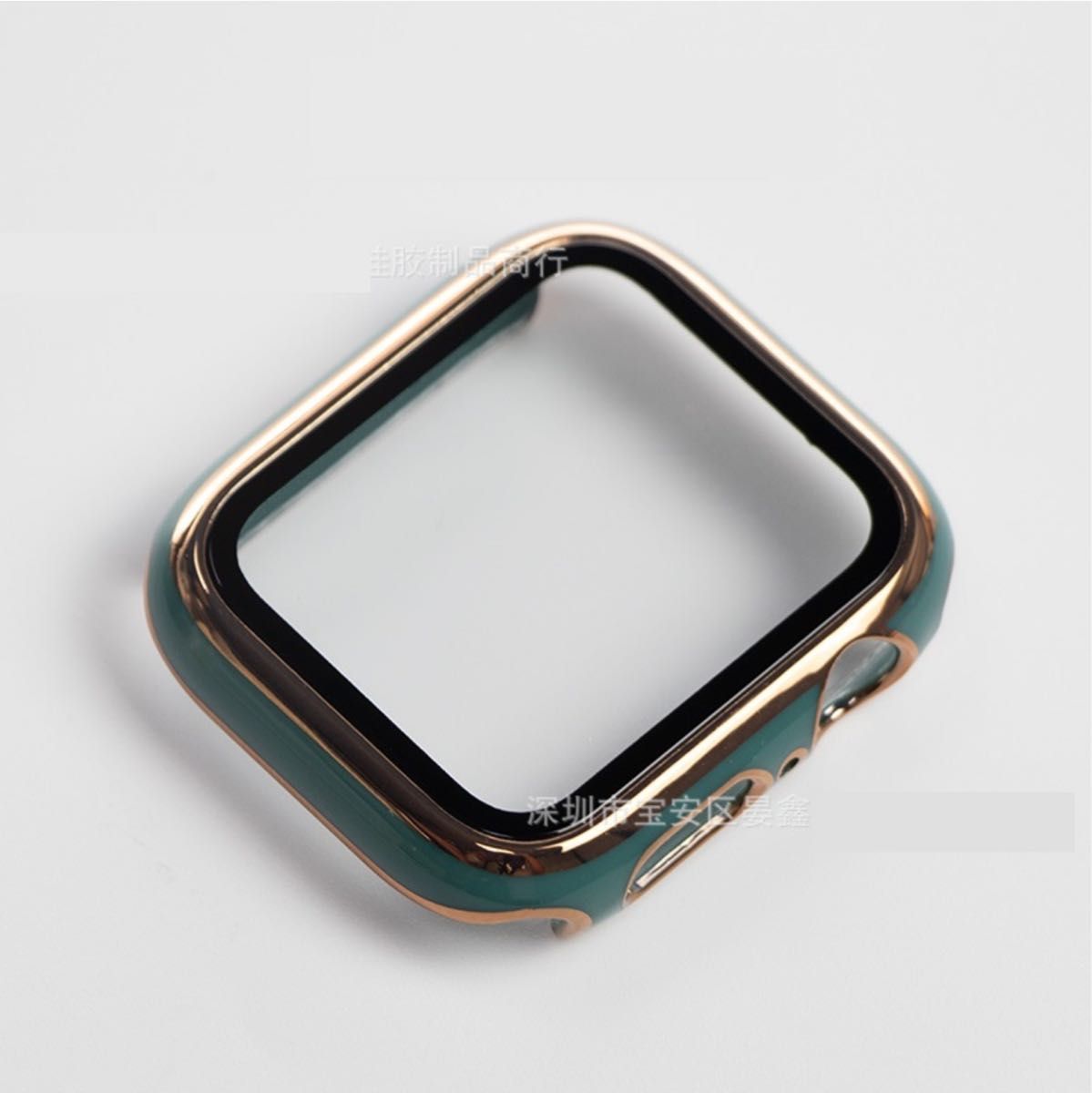 Apple Watch アップル ウォッチ プラスチック 文字盤 ケース カバー 41mm　グリーン+ゴールド