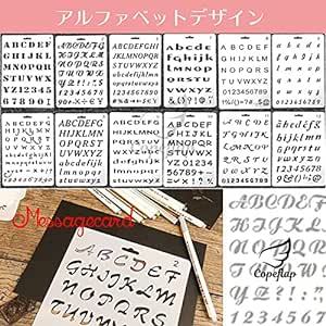 Copeflap ステンシルシート 12枚組 ステンシル 手帳 テンプレート ステンシルプレート アルファベット 数字 文字 描画_画像5