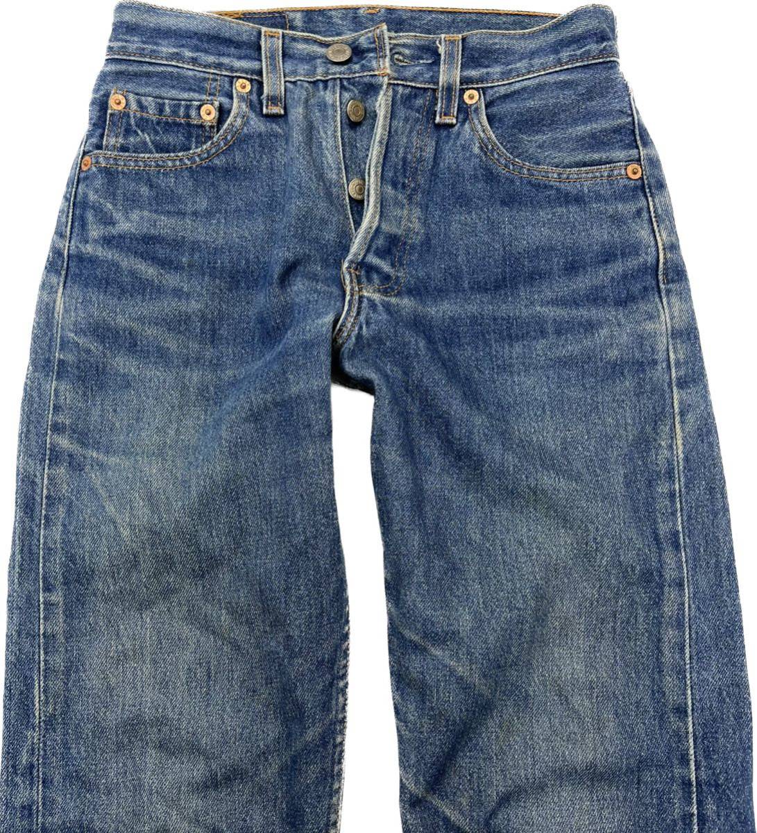 90s ☆ Levi's 501 USA製 デニムパンツ ジーンズ ブルー 色落ち感◎ レディース W25 アメカジ ストリート 古着 人気 リーバイス■Ja6677_画像5