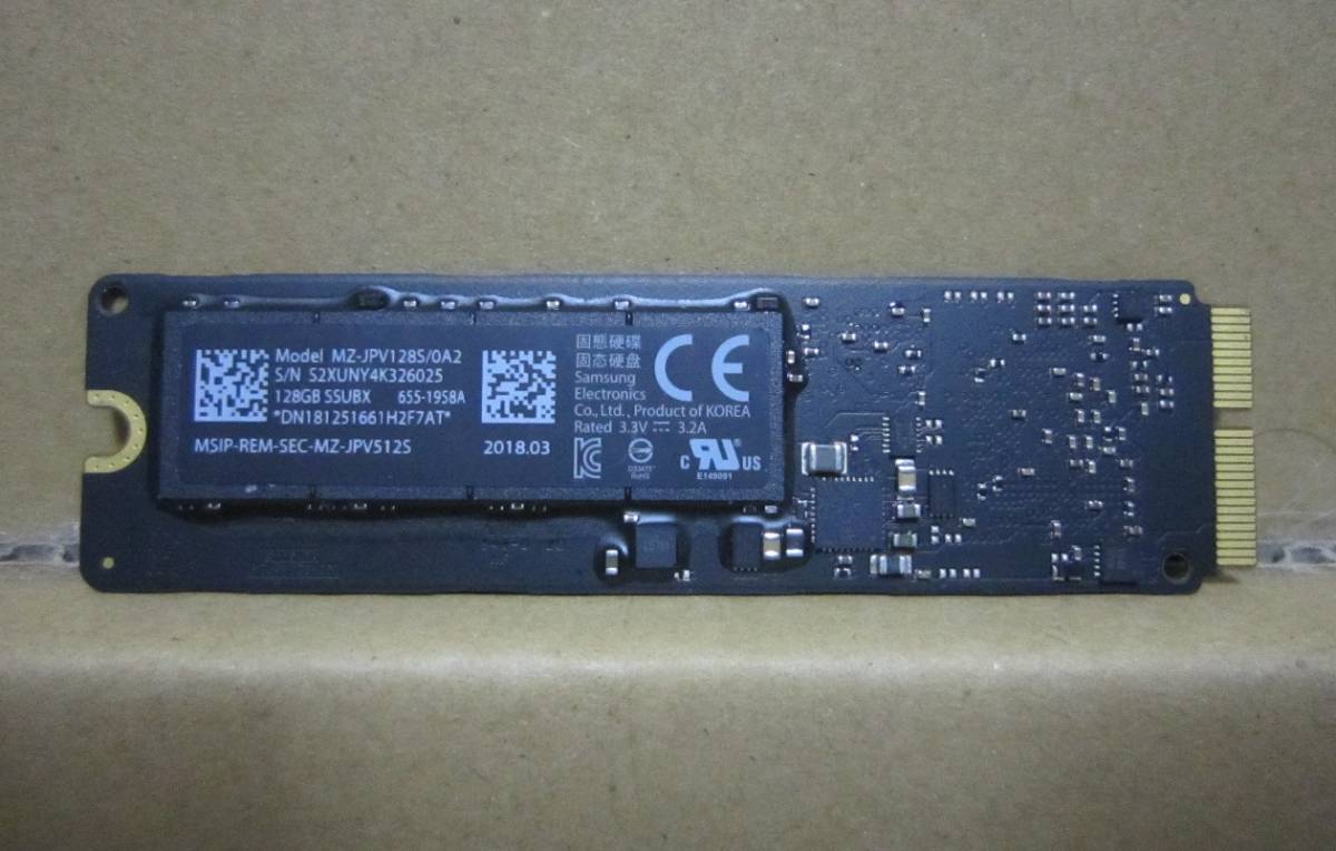 apple純正SSD 128GB　MacBook Air A1465 A1466 2013～ / Pro A1502 A1398 2013～2015等専用　　Samsung製 MZ-JPV128S/0A2 (2018.03製造)_画像1