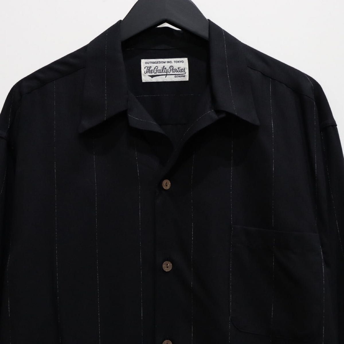 ワコマリア KASURI STRIPED OPEN COLLAR SHIRT 黒｜Yahoo!フリマ（旧 