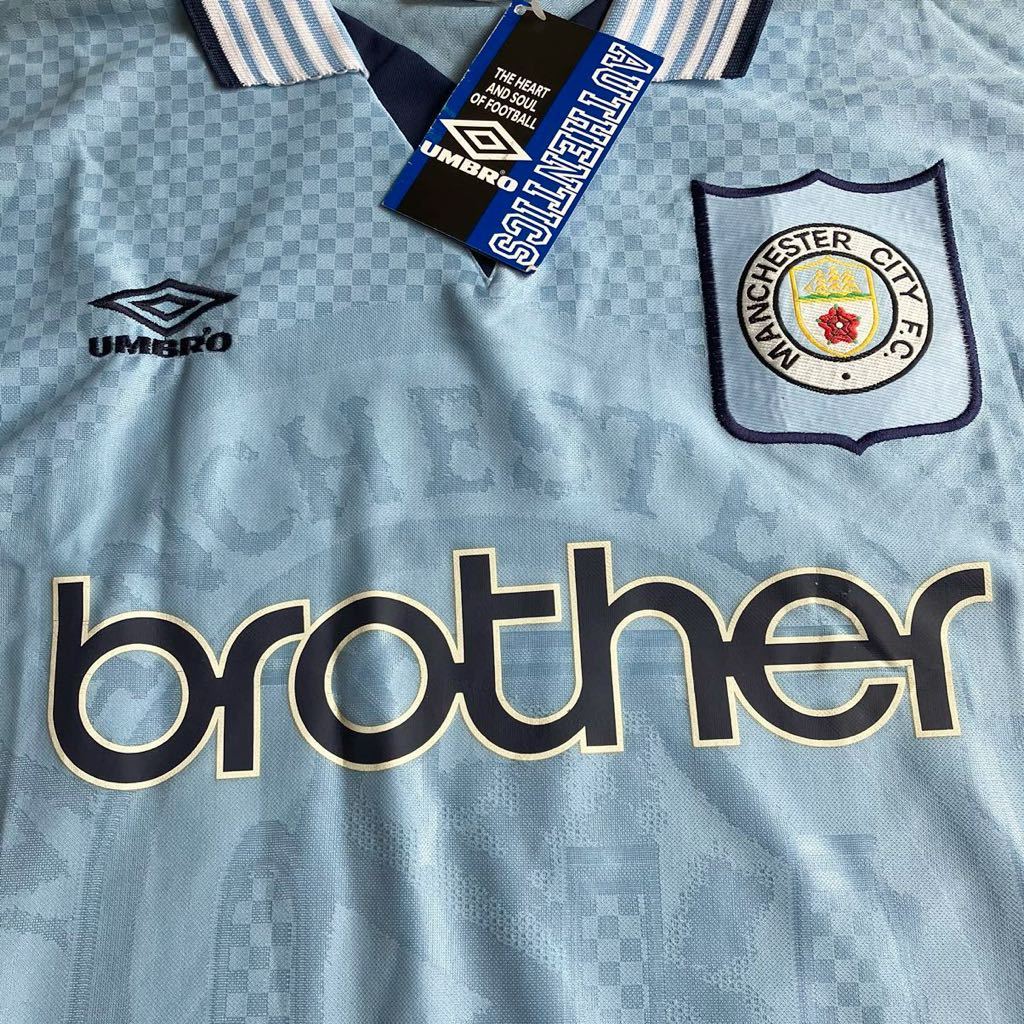 正規品 送料無料 マンチェスターシティUMBRO 1995 Home ユニフォーム Manchester city Football Shirt_画像3