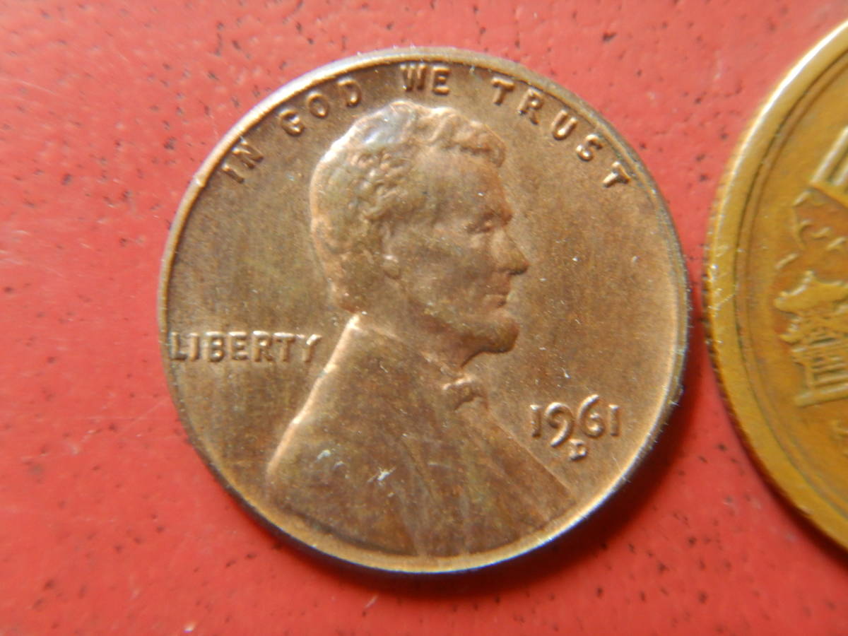 外国・USA／リンカーン１セント黄銅貨（1961年D）　231106_画像1