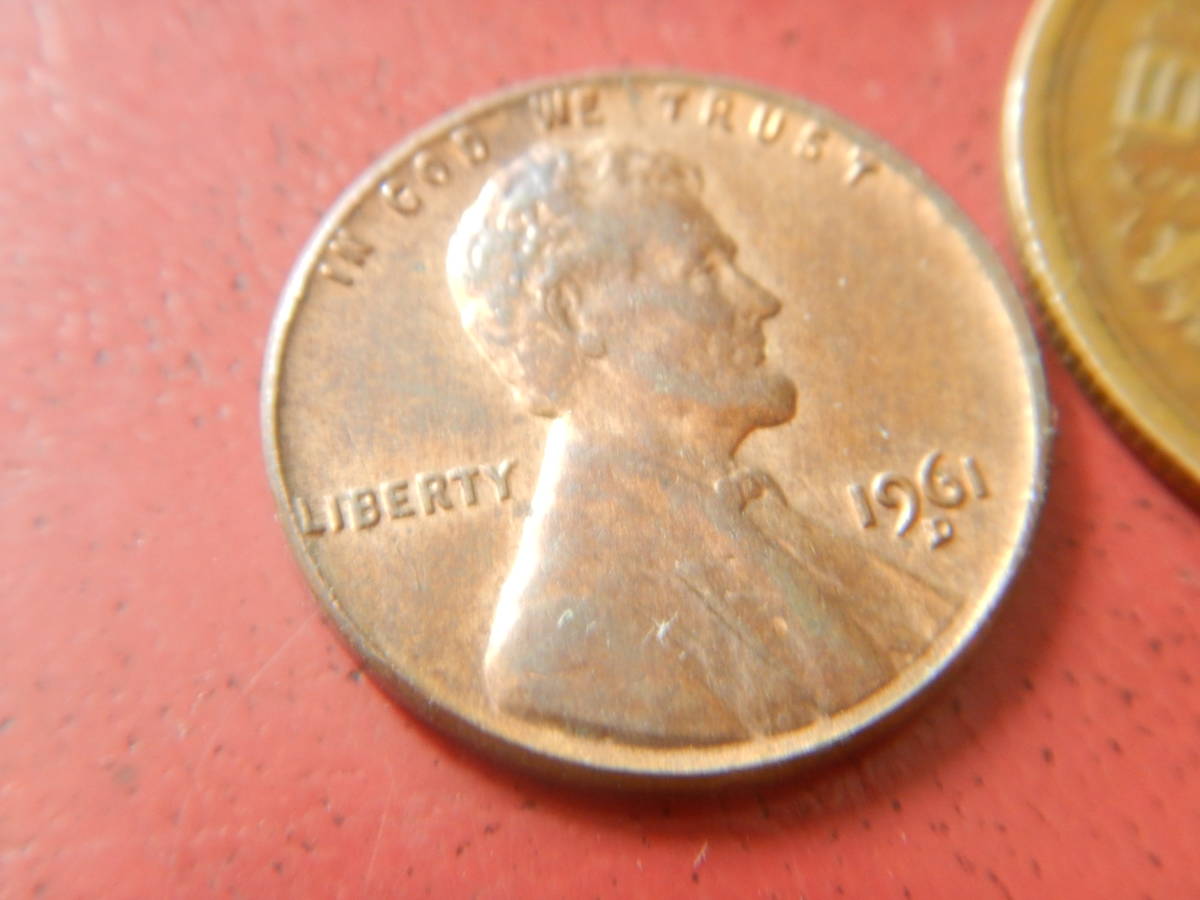 外国・USA／リンカーン１セント黄銅貨（1961年D）　231106_画像3
