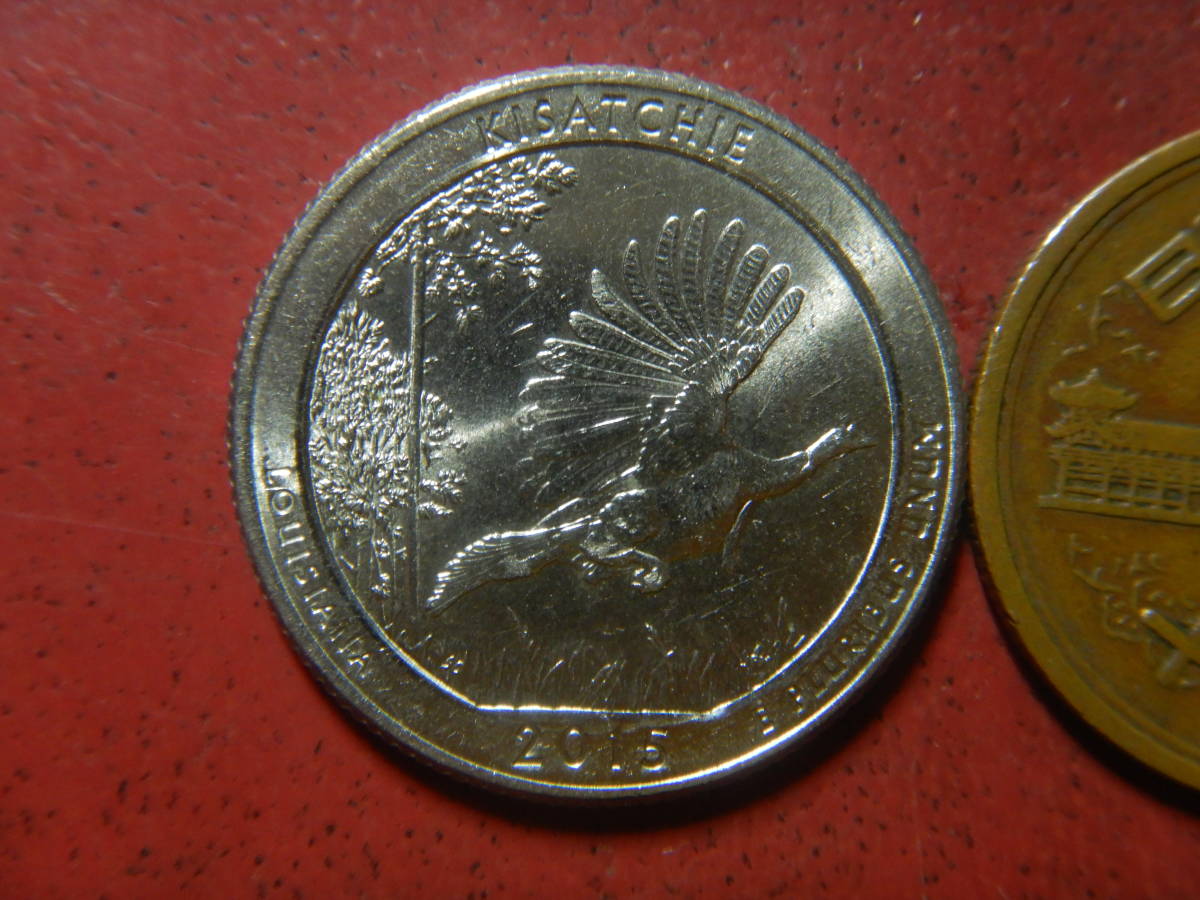 外国・USA／ワシントン２５セント白銅張り銅貨：キサッチー・ナショナル・フォレスト（2015年D）　231110_画像1
