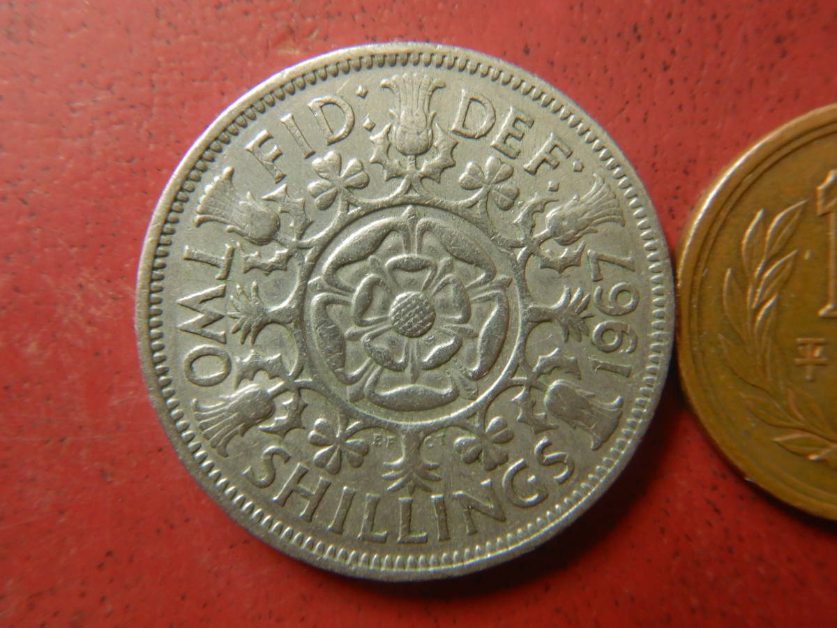 外国・イギリス／１フローリン（２シリング）白銅貨：チューダー家の薔薇（1967年）　231122_画像1