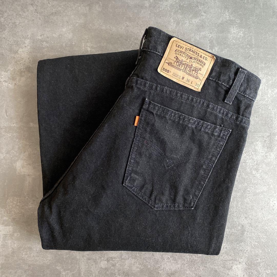 W36 L30 90s ビンテージ USA製 Levis リーバイス 505 ブラック デニム
