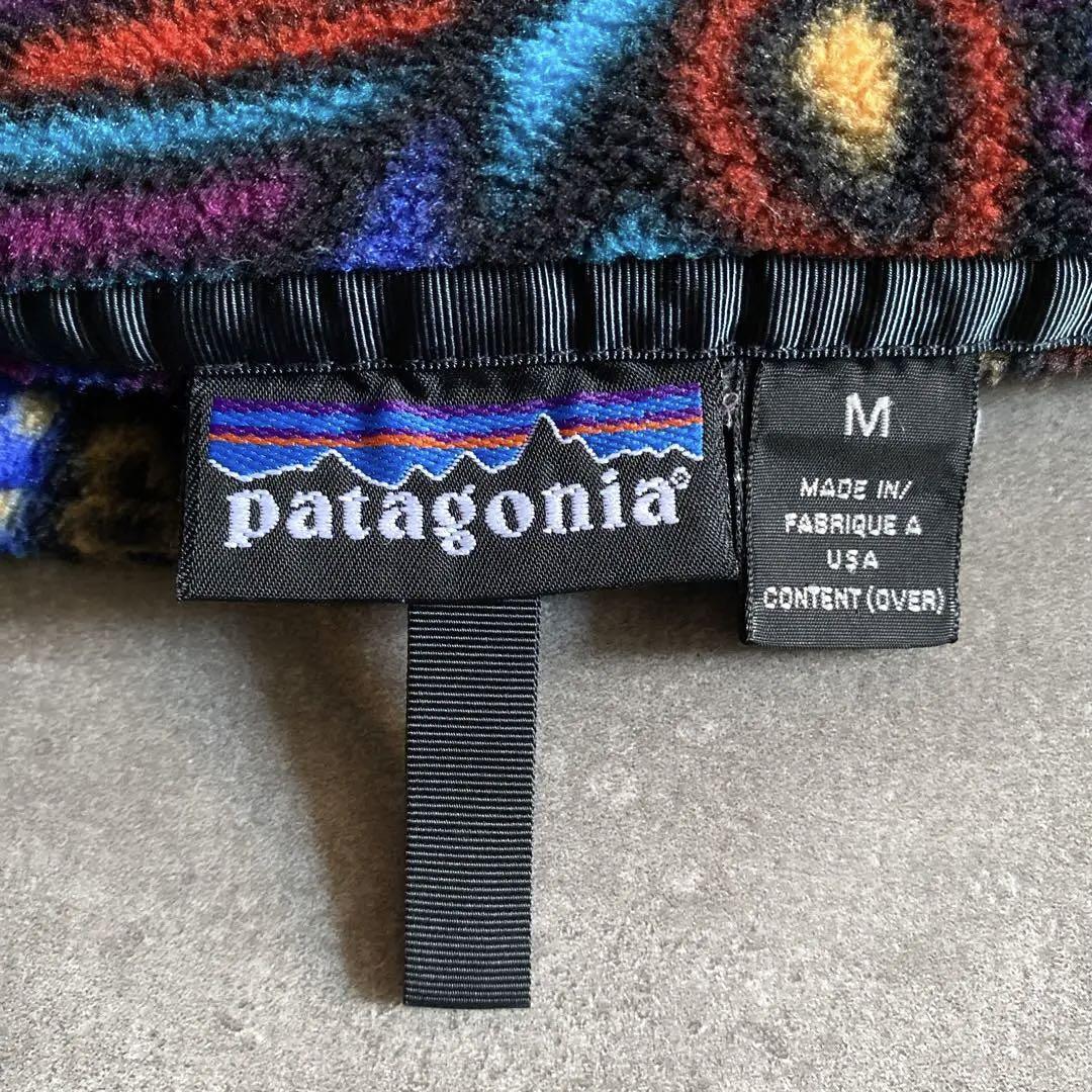 貴重 90s ビンテージ USA製 S5 1995 95年 patagonia パタゴニア スナップT フリース プルオーバー M アボリジニ 総柄 ネイティブ シンチラ_画像3