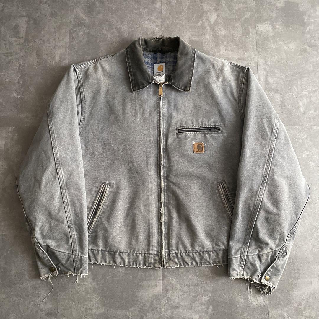 悶絶 フェード&クラッシュ/ダメージ USA製 00s ビンテージ carhartt カーハート デトロイト ジャケット MTL メタル グレー XL 野村訓市_画像1