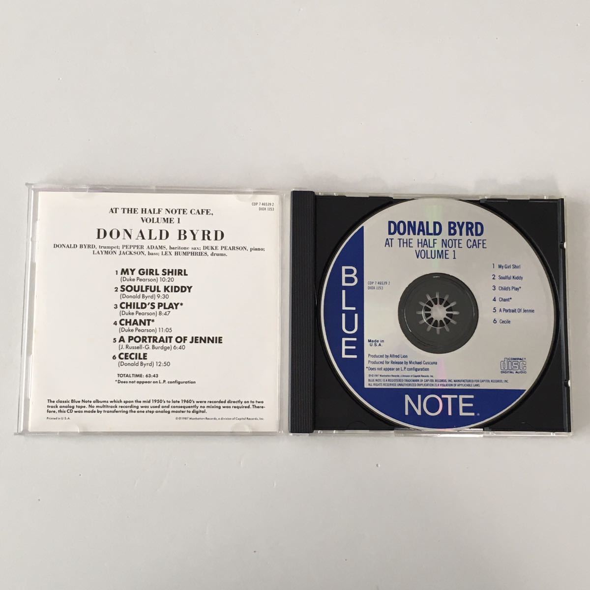 直筆サイン入りジャズCD Donald Byrd “At The Half Note Cafe, Volume 1” 1CD Blue Note アメリカ盤 _画像3