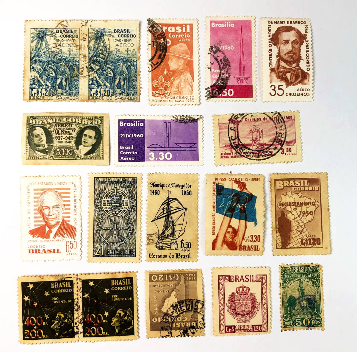ブラジル古い切手 いろいろ 未済混 95枚 + 4枚ブロック x 10枚 - zk-704の画像3