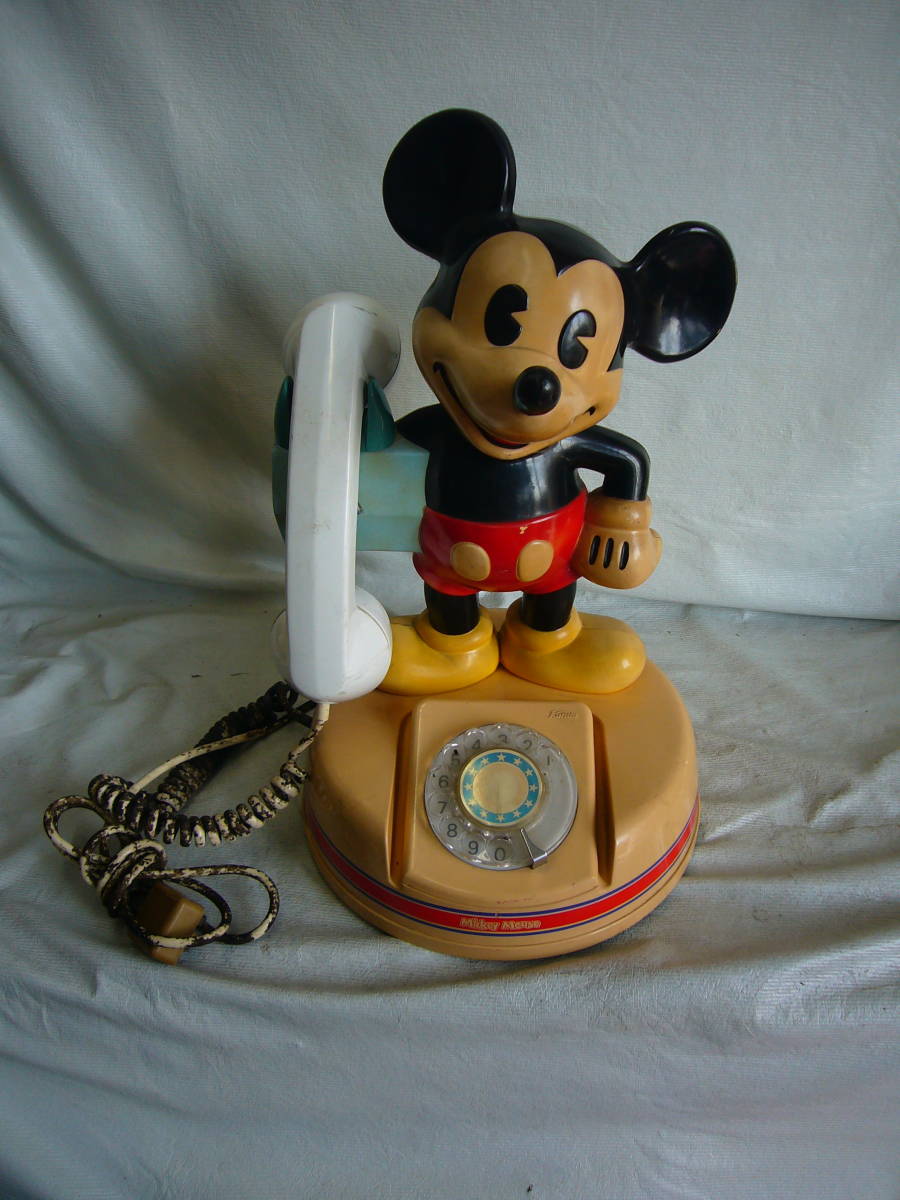 神田通信工業　昭和55年製　ミッキーマウス　ダイアル式電話機　DK-641　中古品　昭和レトロ/当時物