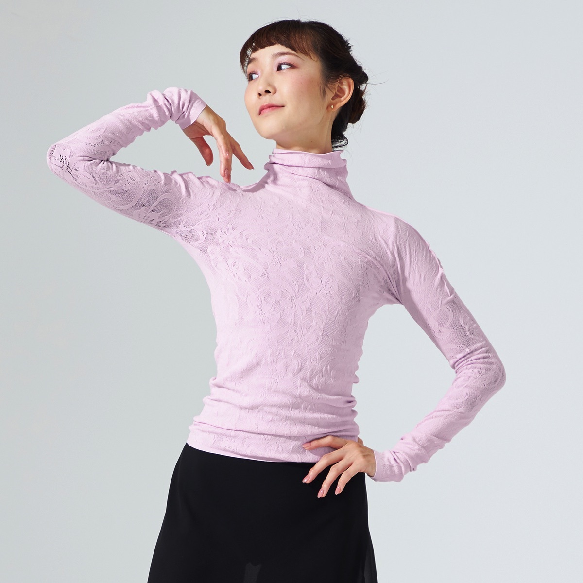 【再入荷】 カラー選んで/チャコット リリーモチーフハイネックニットトップ その他