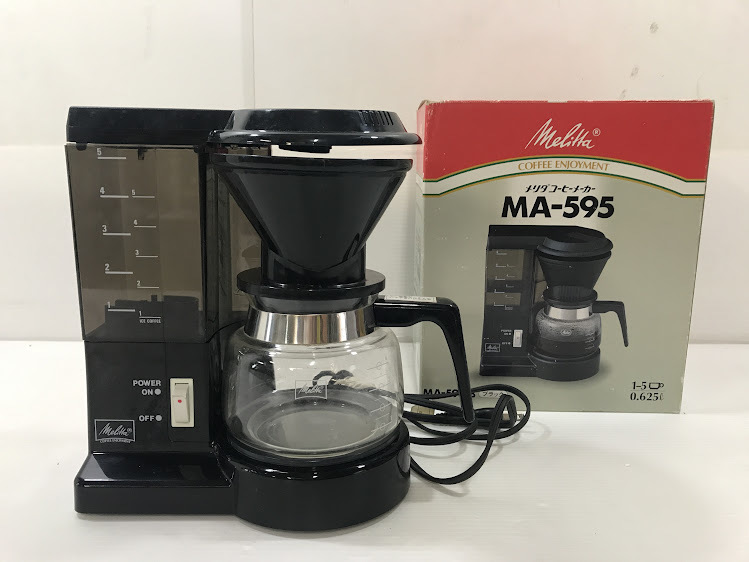 P/メリタコーヒーメーカー/MA-595/ドリップ式(水容器一体型)/0.71L/ブラック/箱付き/動作未確認/P10.24-11森_画像1