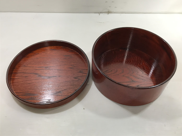 P/茶櫃/茶びつ/約 直径32x高さ12cm/箱付き/木製漆器/煎茶道具/茶器/菓子器/和風/工芸/P10.24-20後_画像4