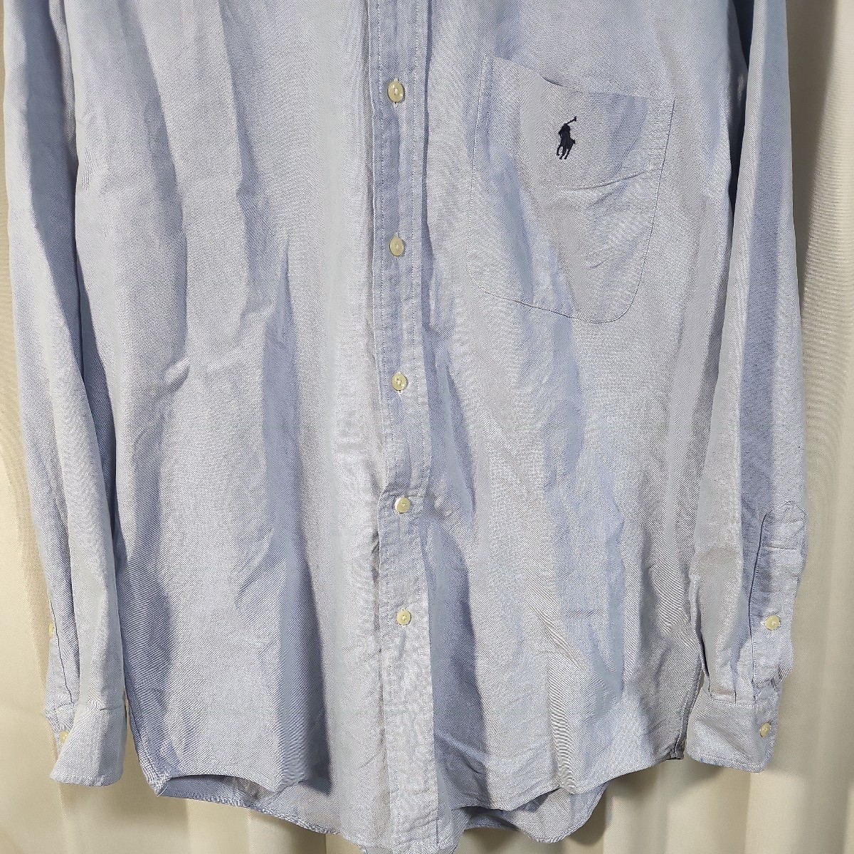 ラルフローレン　ボタンダウンシャツサイズＭ　サックスブルー　胸ポケット付き　_画像5