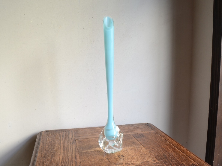 アンティーク花器 オブジェ ヴィンテージ デザイン ガラス器 フラワーベース 花瓶 一輪挿し(H35.5cm)_画像2