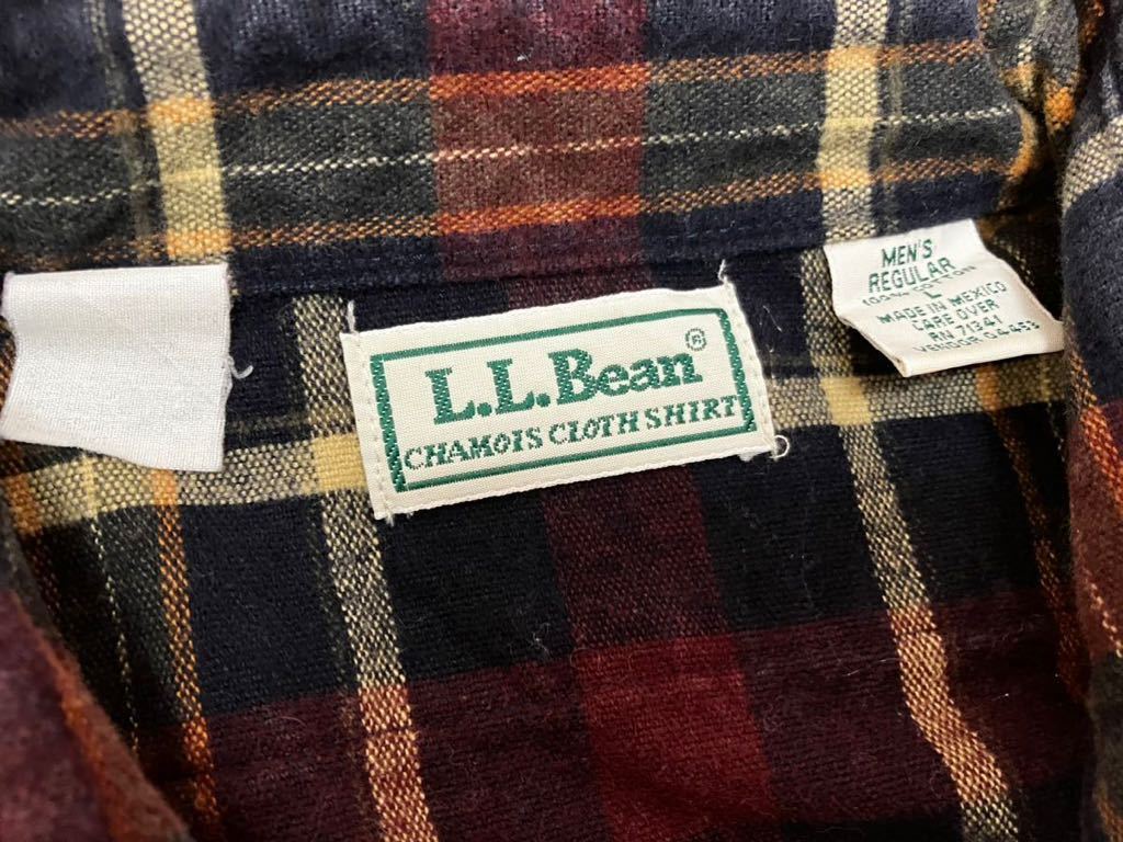 メキシコ製 LLBean ネルシャツ チェックシャツ 長袖シャツ Lサイズ ビンテージの画像6