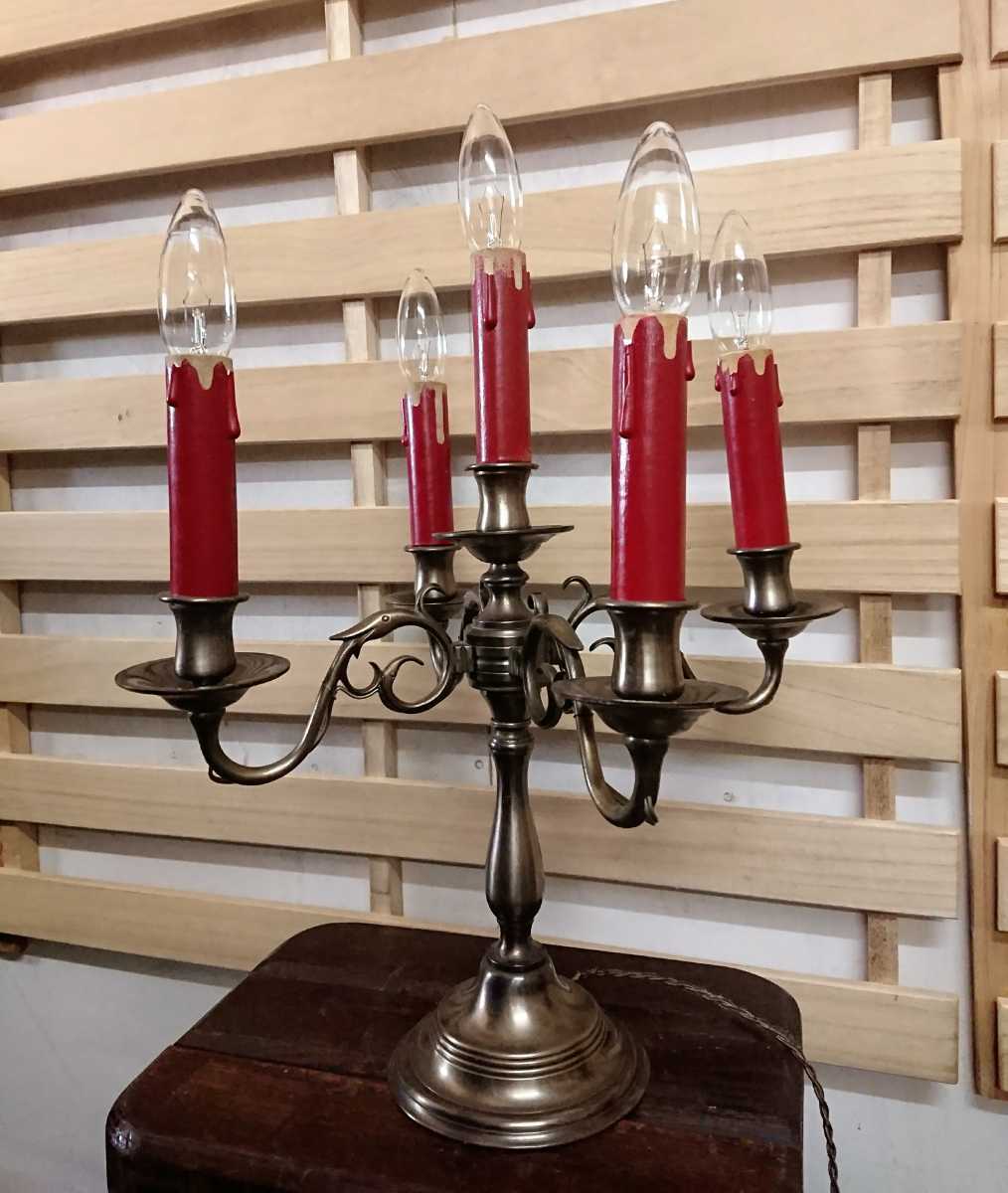 フランスアンティーク スタンドライト キャンドルホルダー型 テーブルランプ 蝋燭 5灯 カフェ インテリア 各種加工可能 H1_画像2