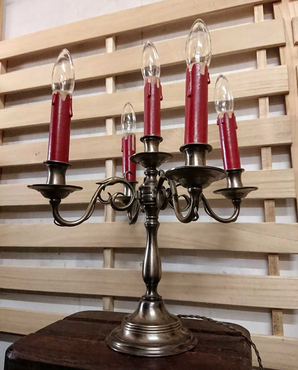 フランスアンティーク スタンドライト キャンドルホルダー型 テーブルランプ 蝋燭 5灯 カフェ インテリア 各種加工可能 H1_画像5