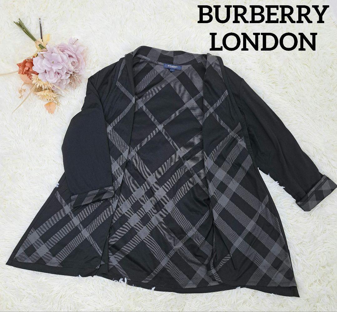 【極美品】バーバリーロンドン カーディガン 七分袖 ノバチェック 羽織 黒 BURBERRY LONDON レディース トップスの画像1