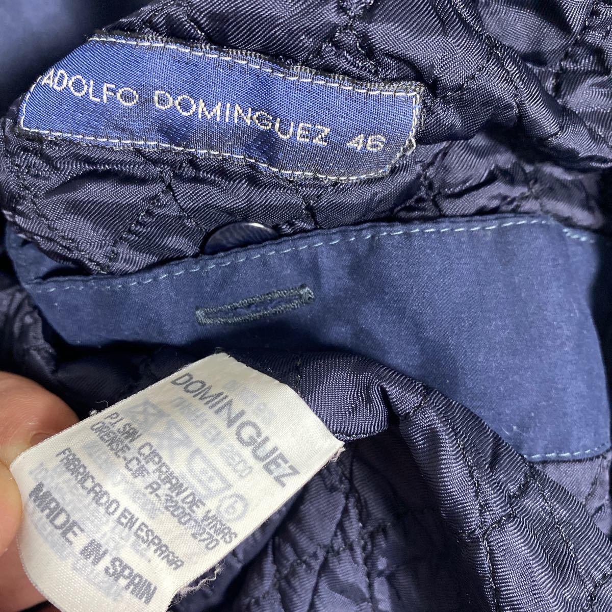 ADOLFO DOMINGUEZ アドルフォドミンゲス ショールカラー フード収納 中綿　ジャケット　メンズアウターネイビー大きいサイズ 美品_画像6