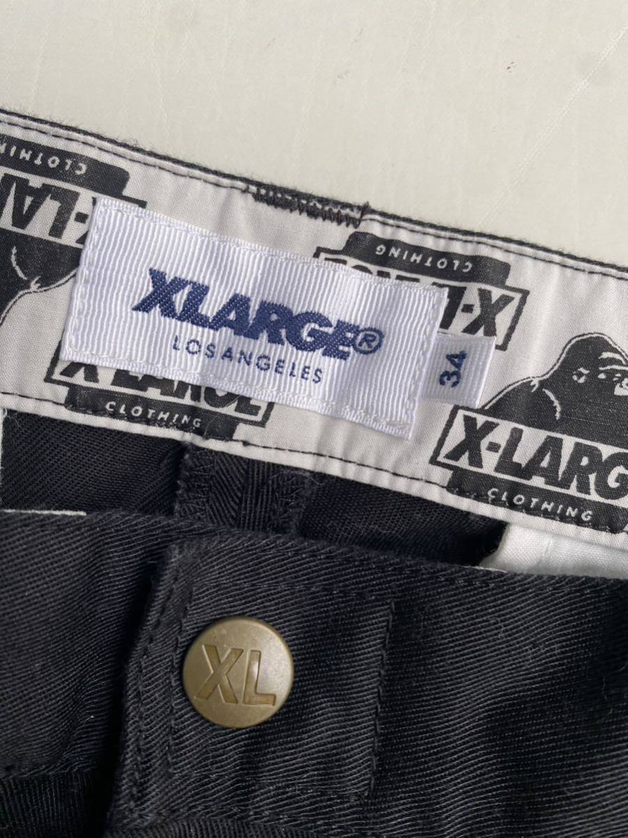 【XLARGE】エクストララージ ダブルニーチノ パンツ 刺繍ロゴ ワークパンツ 34インチ 大きなサイズ　W90 黒 ブラック_画像4