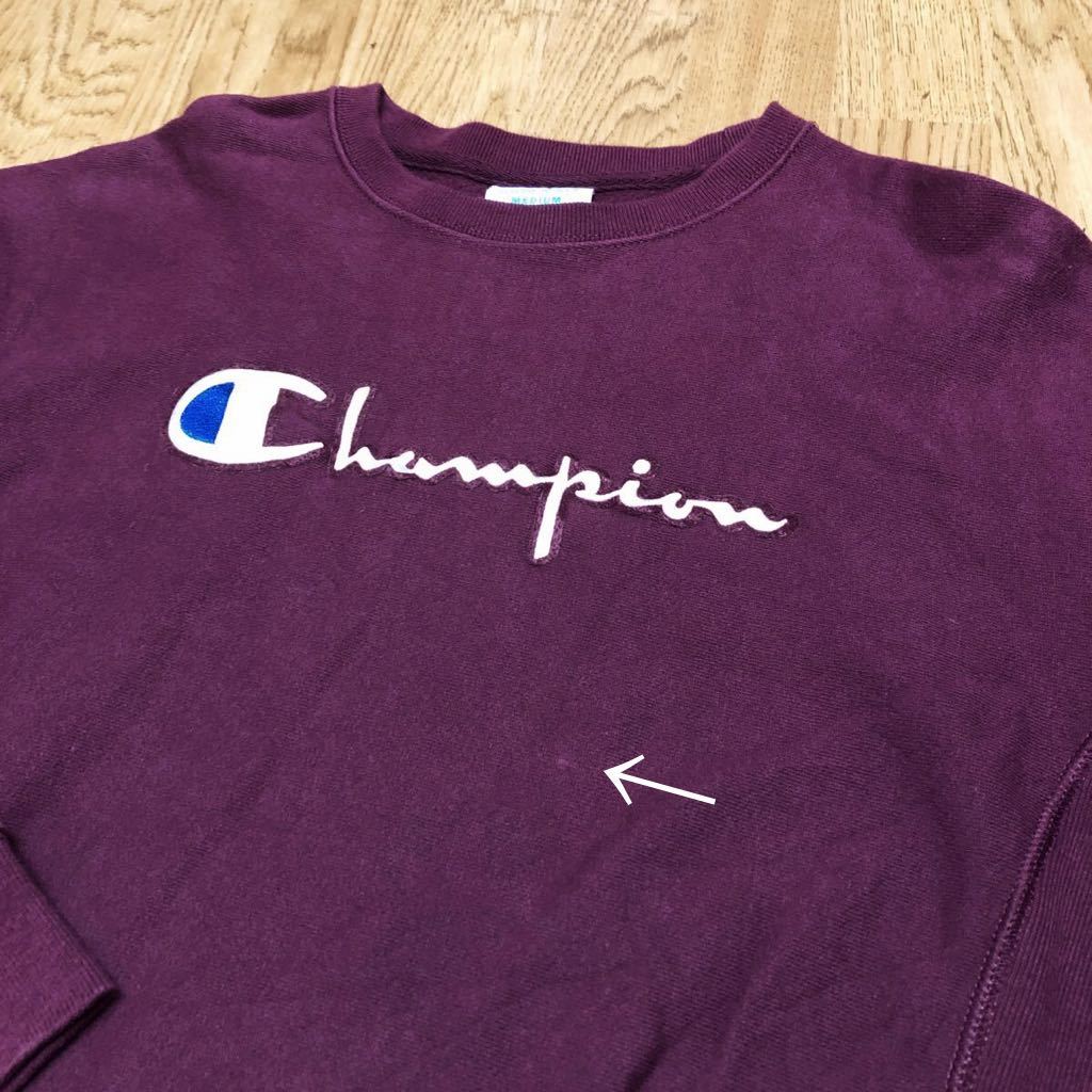 Champion*REVERSE WEAVE チャンピオン リバースウィーブ 復刻版 レディースM 長袖 スウェット トレーナー 裏起毛 トップス ビッグロゴ 古着_画像9