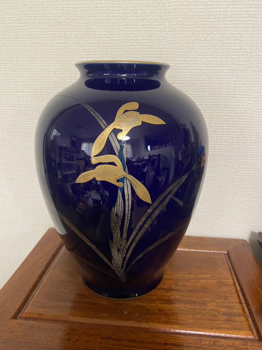 香蘭社深川 花瓶 金彩 花器 陶 磁 時代品_画像1