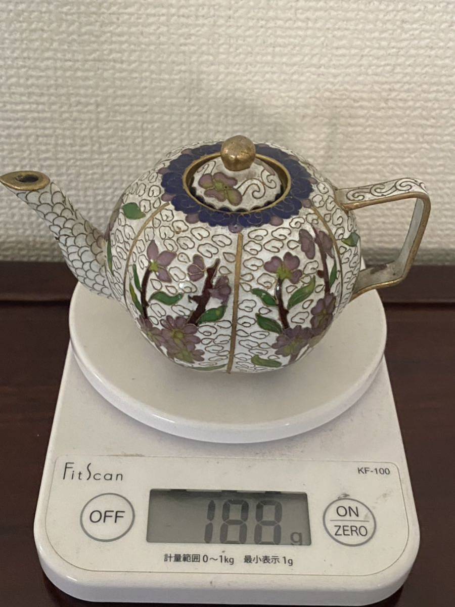 中国美術景泰藍銅製茶壺急須 唐物骨董品_画像4
