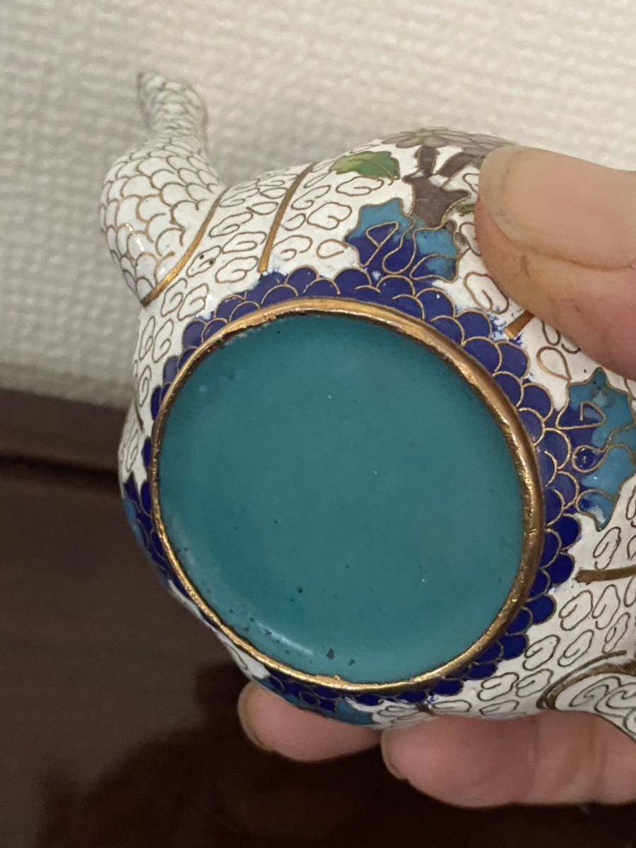 中国美術景泰藍銅製茶壺急須 唐物骨董品_画像3